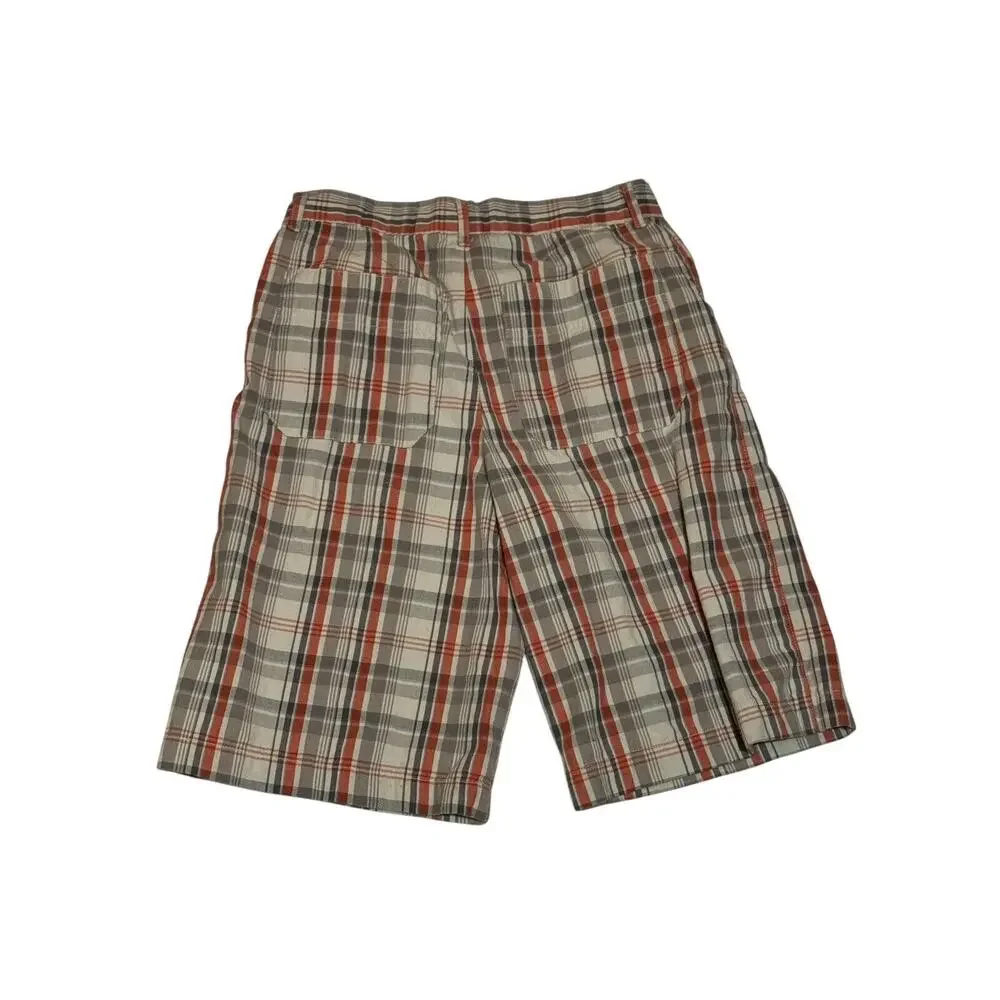 The Children’s Place Boys Plaid Cotton Shorts Size 12 Orange Beige Vintage
